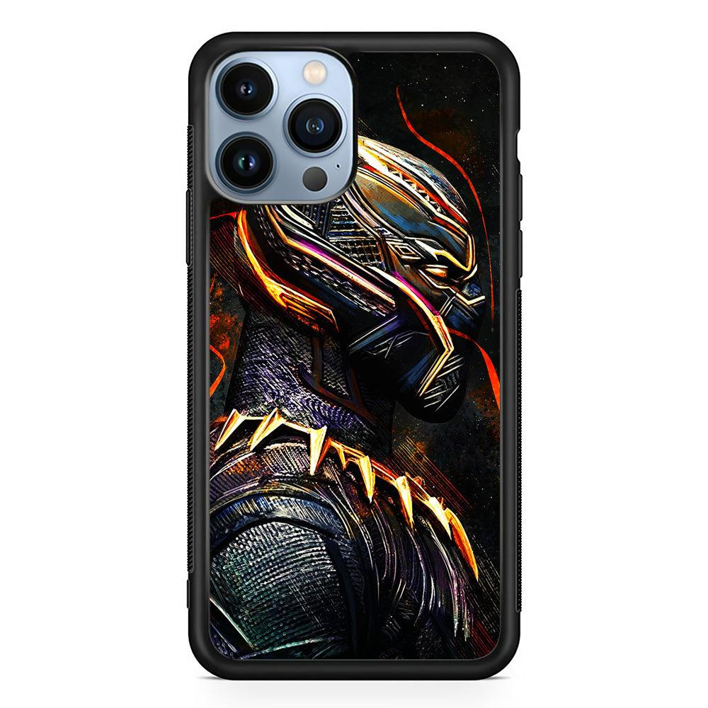 Black Panther Cool Art iPhone 13 Pro Max Case-Rubber / Black (2D Case)-Xtracase