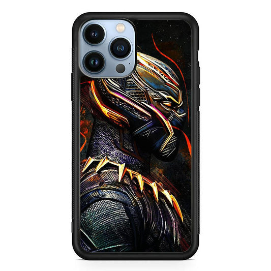 Black Panther Cool Art iPhone 13 Pro Max Case-Rubber / Black (2D Case)-Xtracase
