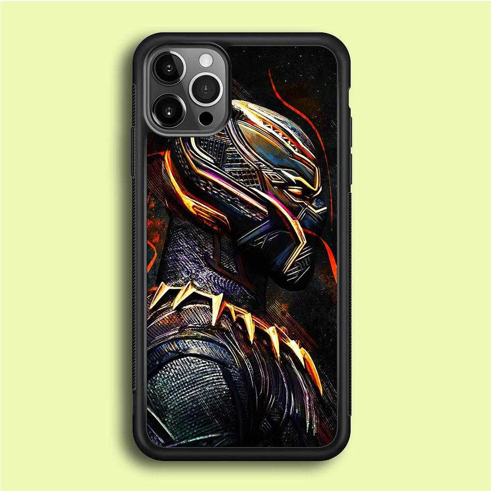 Black Panther Cool Art iPhone 12 Pro Case-Rubber / Black (2D Case)-Xtracase