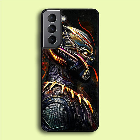 Black Panther Cool Art Samsung Galaxy S21 Plus Case-Rubber / White (2D Case)-Xtracase