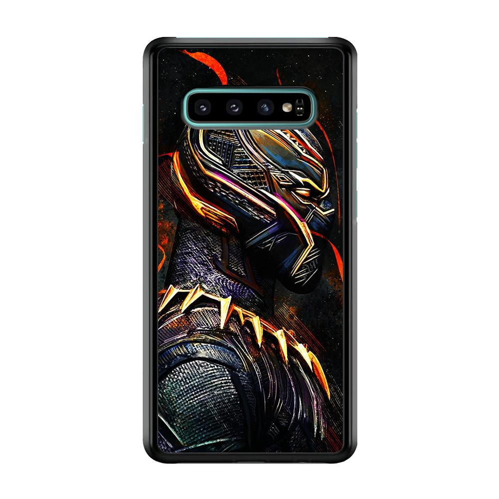 Black Panther Cool Art Samsung Galaxy S10 Case-Rubber / Black (2D Case)-Xtracase