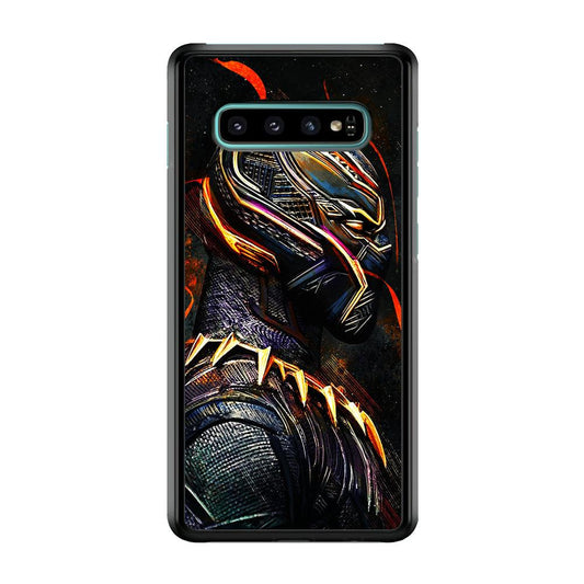 Black Panther Cool Art Samsung Galaxy S10 Case-Rubber / Black (2D Case)-Xtracase