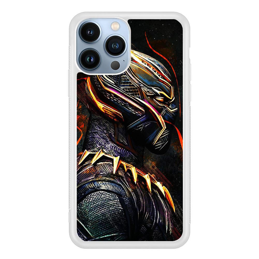 Black Panther Cool Art iPhone 13 Pro Case-Rubber / White (2D Case)-Xtracase