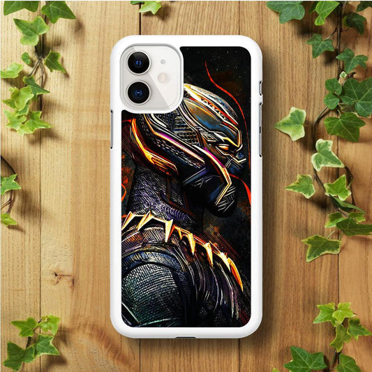 Black Panther Cool Art iPhone 11 Case-Rubber / White (2D Case)-Xtracase