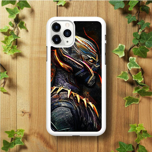 Black Panther Cool Art iPhone 11 Pro Max Case-Rubber / White (2D Case)-Xtracase