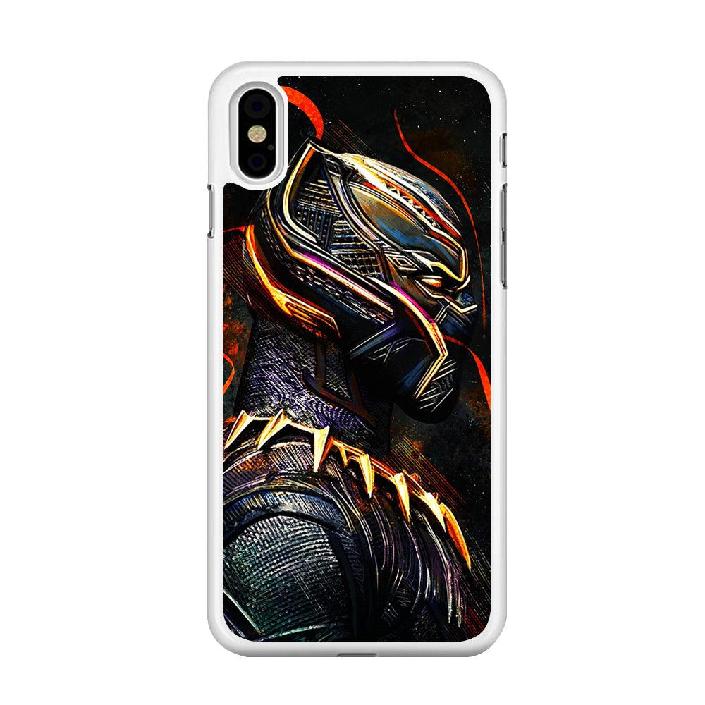Black Panther Cool Art iPhone Xs Max Case-Rubber / White (2D Case)-Xtracase