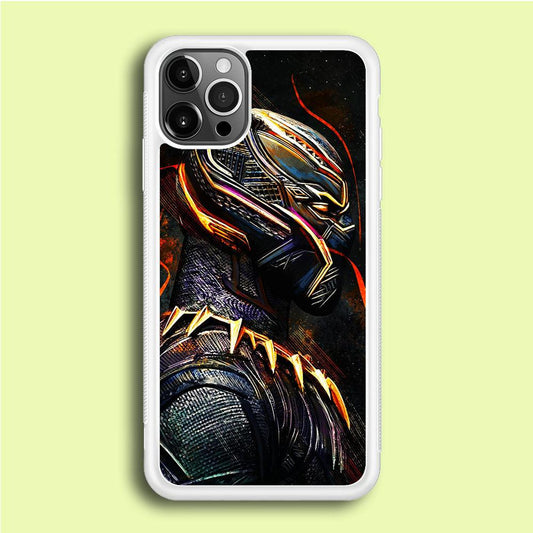 Black Panther Cool Art iPhone 12 Pro Case-Rubber / White (2D Case)-Xtracase