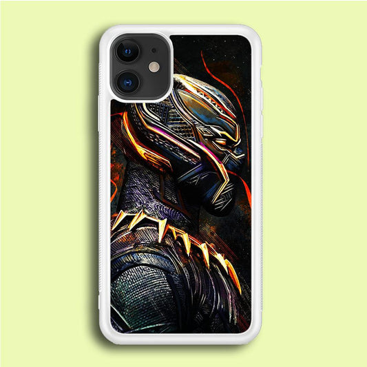 Black Panther Cool Art iPhone 12 Mini Case-Rubber / White (2D Case)-Xtracase
