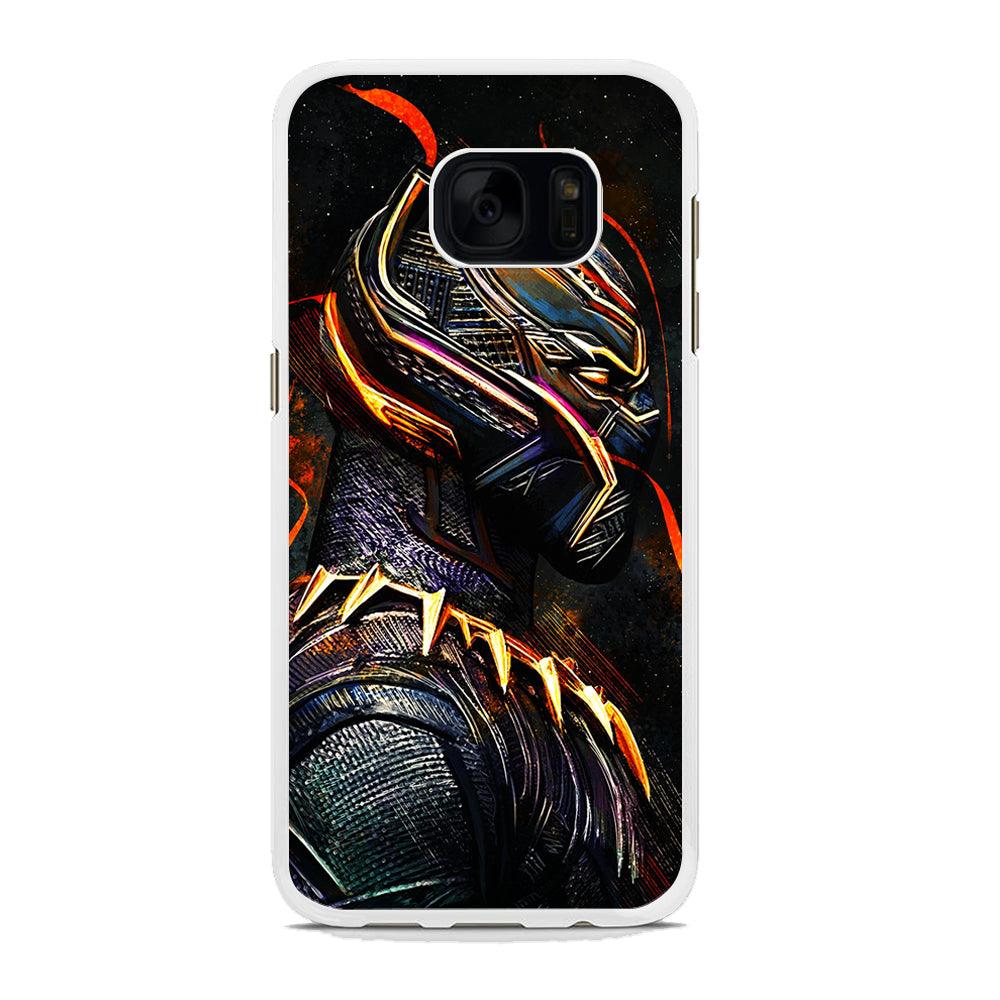 Black Panther Cool Art Samsung Galaxy S7 Edge Case-Rubber / White (2D Case)-Xtracase