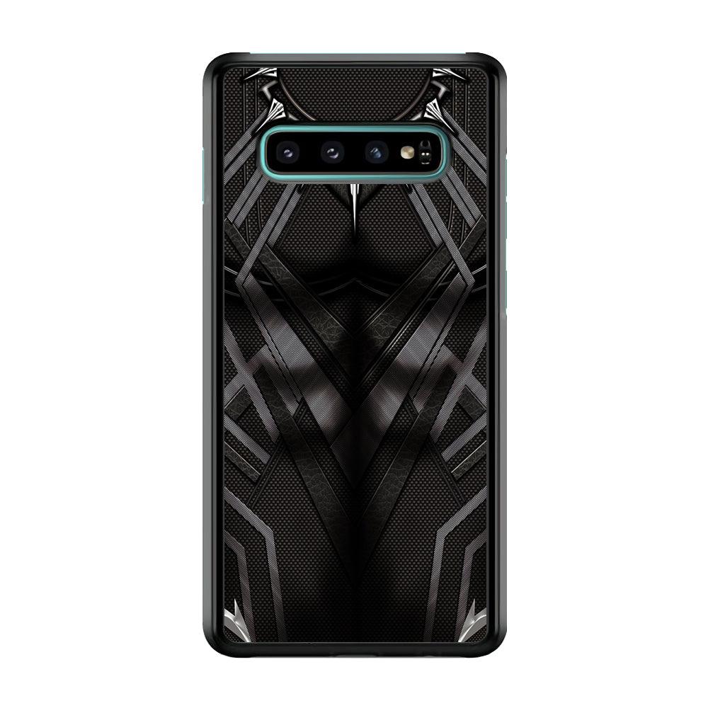 Black Panther Suit Samsung Galaxy S10 Plus Case-Rubber / White (2D Case)-Xtracase