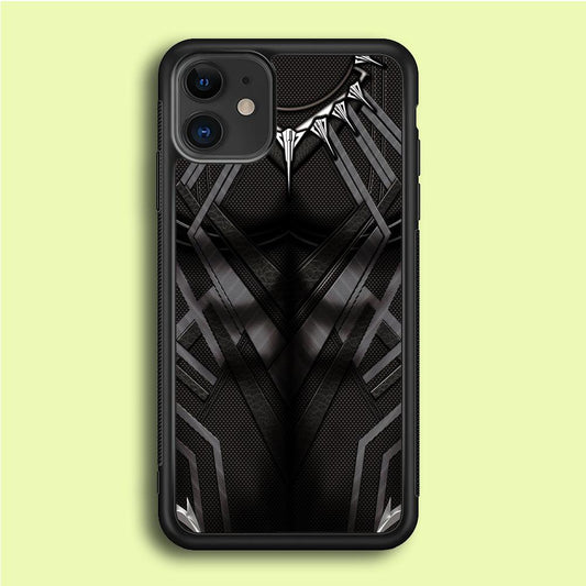 Black Panther Suit iPhone 12 Case-Rubber / Black (2D Case)-Xtracase