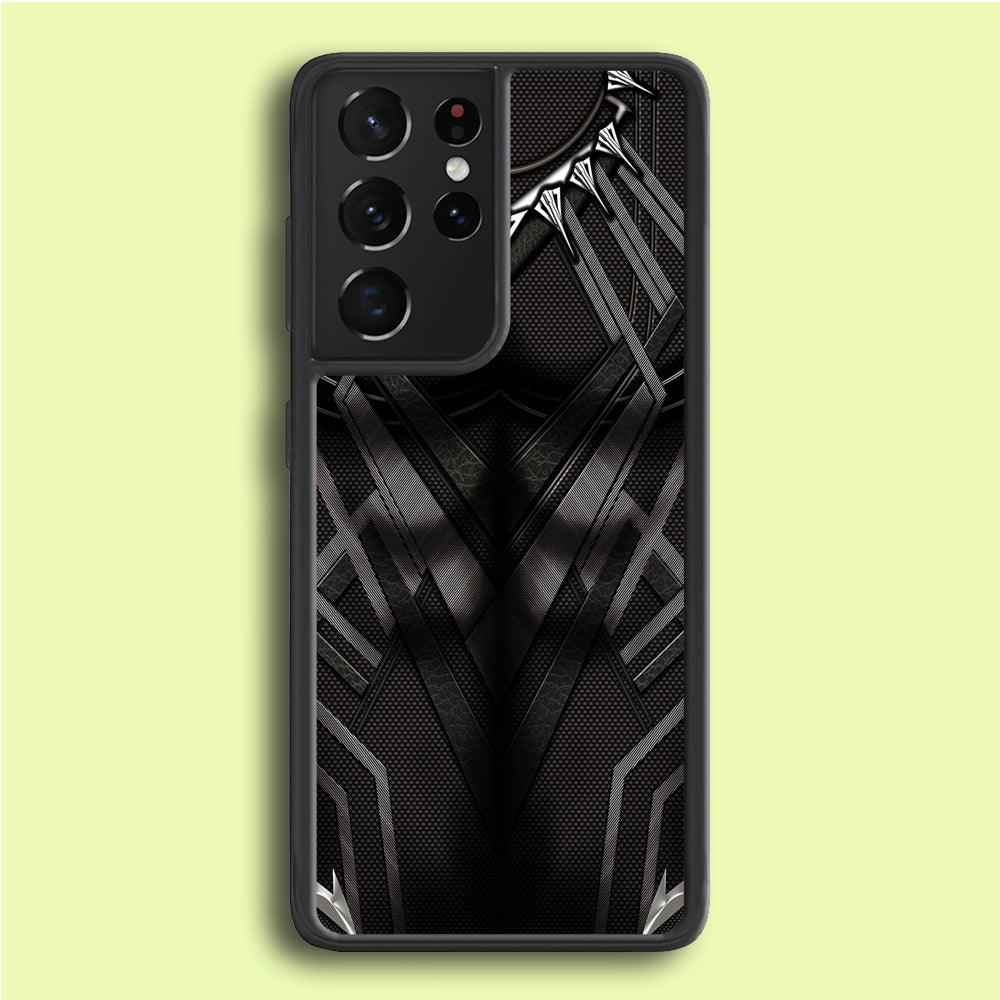 Black Panther Suit Samsung Galaxy S25 Ultra Case-Rubber / Black (2D Case)-Xtracase