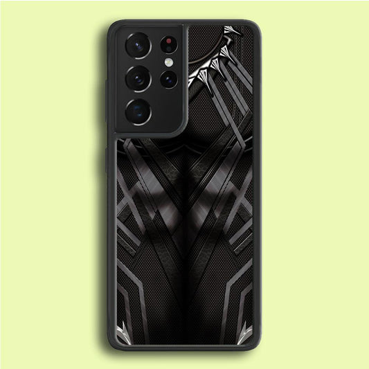 Black Panther Suit Samsung Galaxy S21 Ultra Case-Rubber / Black (2D Case)-Xtracase