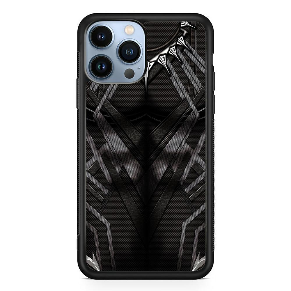 Black Panther Suit iPhone 13 Pro Max Case-Rubber / Black (2D Case)-Xtracase