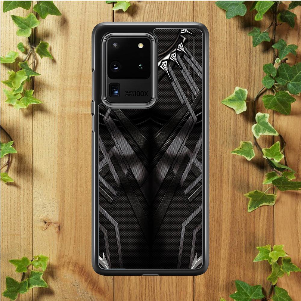 Black Panther Suit Samsung Galaxy S20 Ultra Case-Rubber / White (2D Case)-Xtracase