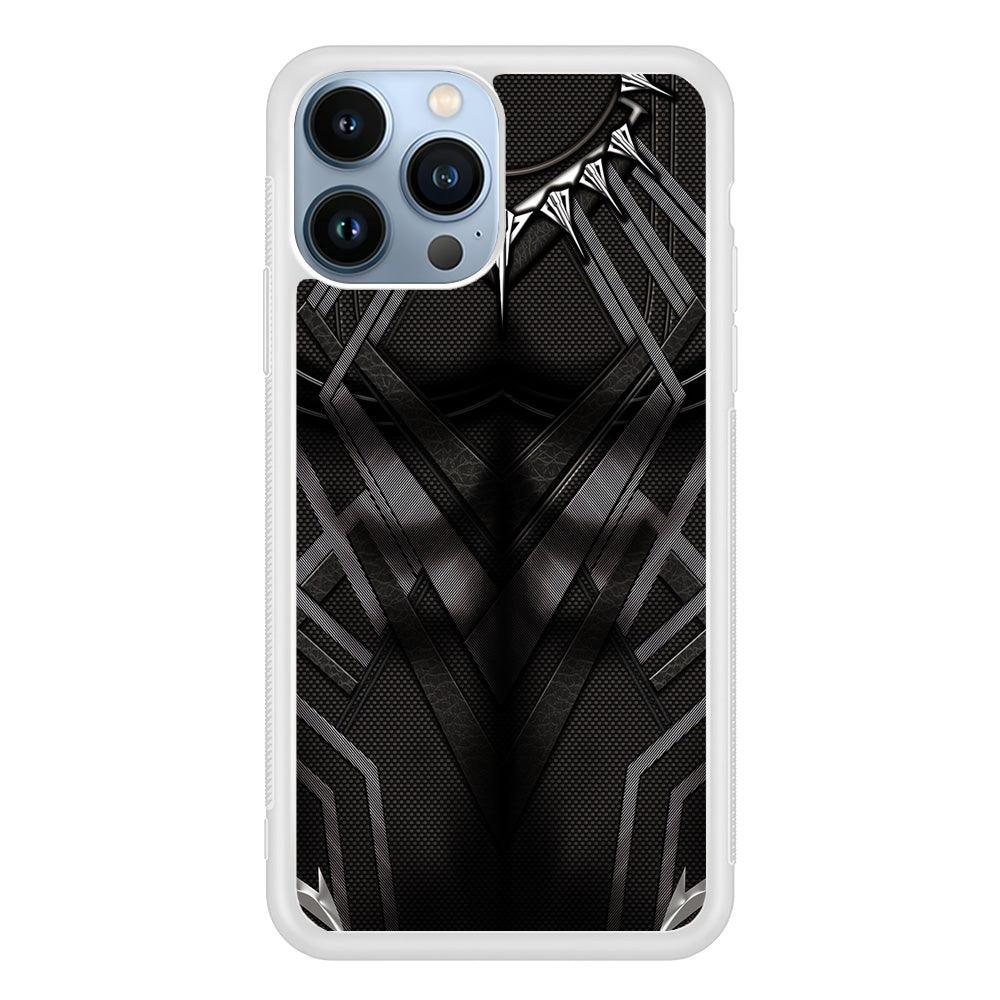 Black Panther Suit iPhone 13 Pro Max Case-Rubber / White (2D Case)-Xtracase