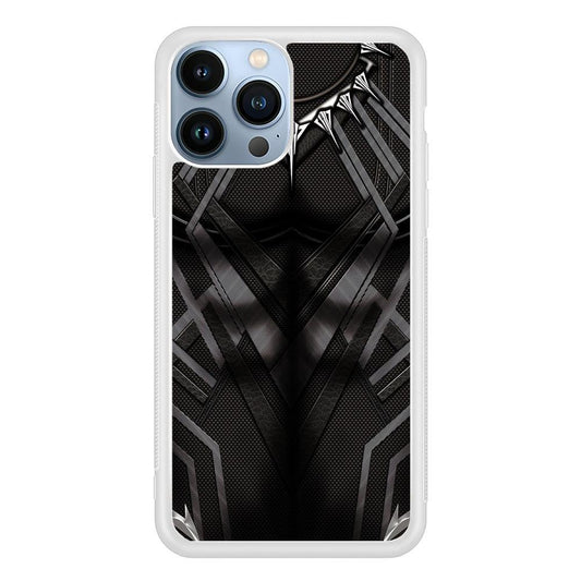 Black Panther Suit iPhone 13 Pro Max Case-Rubber / White (2D Case)-Xtracase