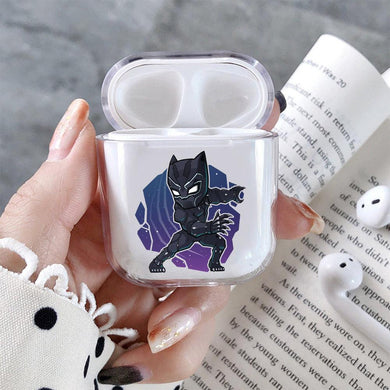 Black Phanter Mini Cartoon Hard Plastic Protective Clear Case Cover For Apple Airpods