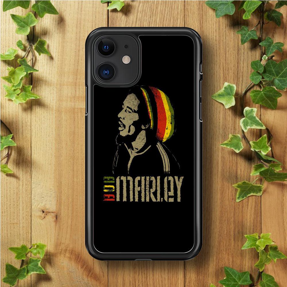 Bob Marley 001 iPhone 11 Case-Rubber / Black (2D Case)-Xtracase