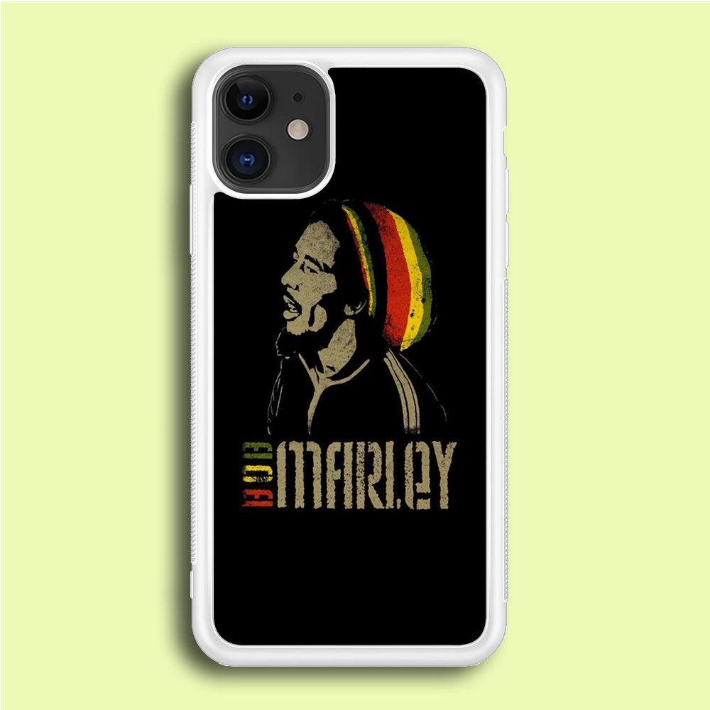 Bob Marley 001 iPhone 12 Case-Rubber / White (2D Case)-Xtracase