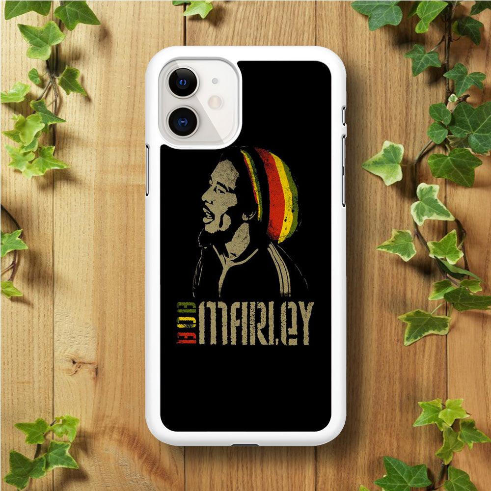 Bob Marley 001 iPhone 11 Case-Rubber / White (2D Case)-Xtracase