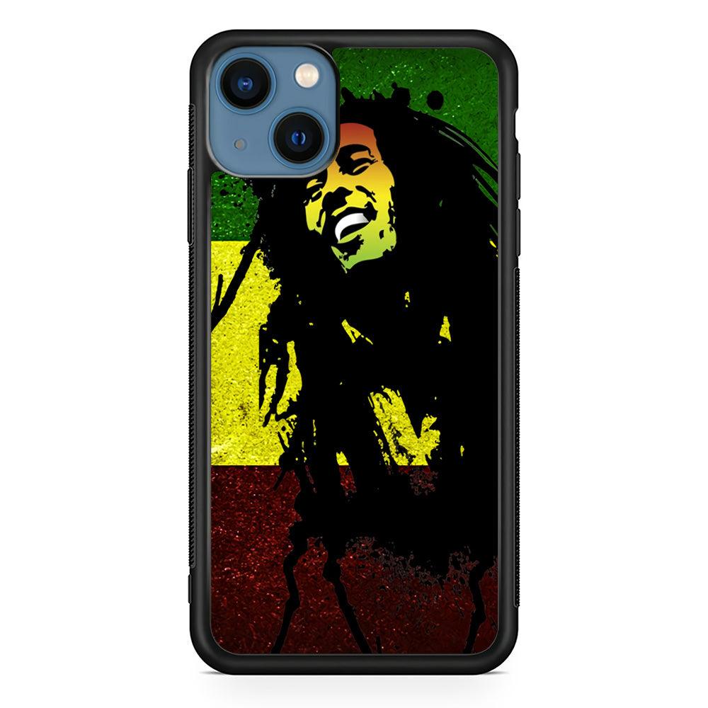 Bob Marley 003 iPhone 13 Case-Rubber / Black (2D Case)-Xtracase