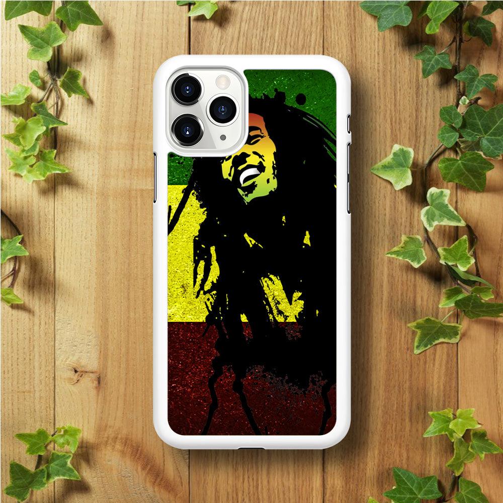 Bob Marley 003 iPhone 11 Pro Max Case-Rubber / White (2D Case)-Xtracase