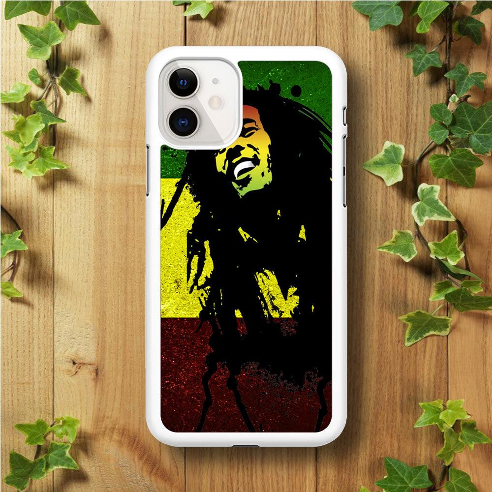 Bob Marley 003 iPhone 11 Case-Rubber / White (2D Case)-Xtracase