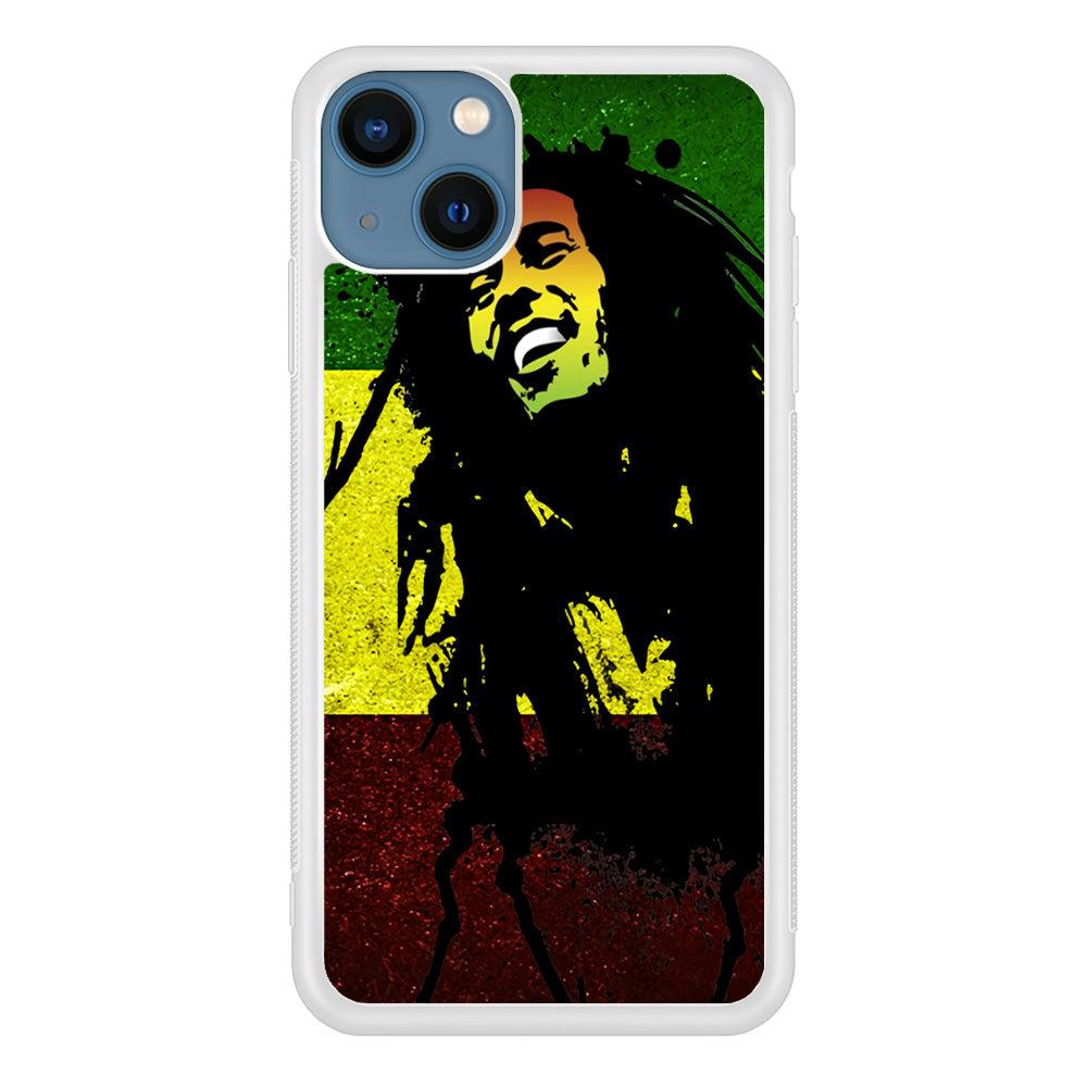 Bob Marley 003 iPhone 13 Mini Case-Rubber / White (2D Case)-Xtracase