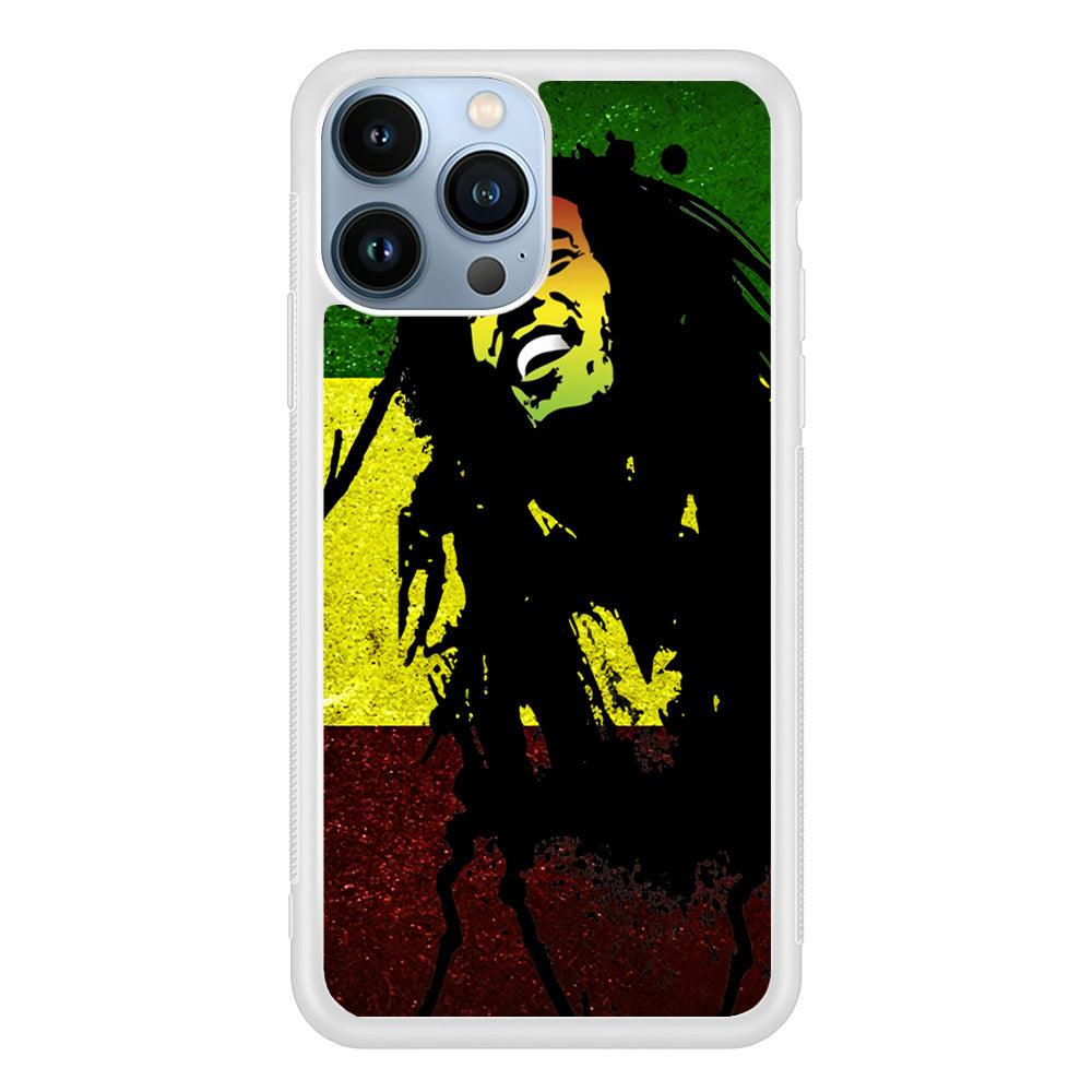 Bob Marley 003 iPhone 13 Pro Case-Rubber / White (2D Case)-Xtracase
