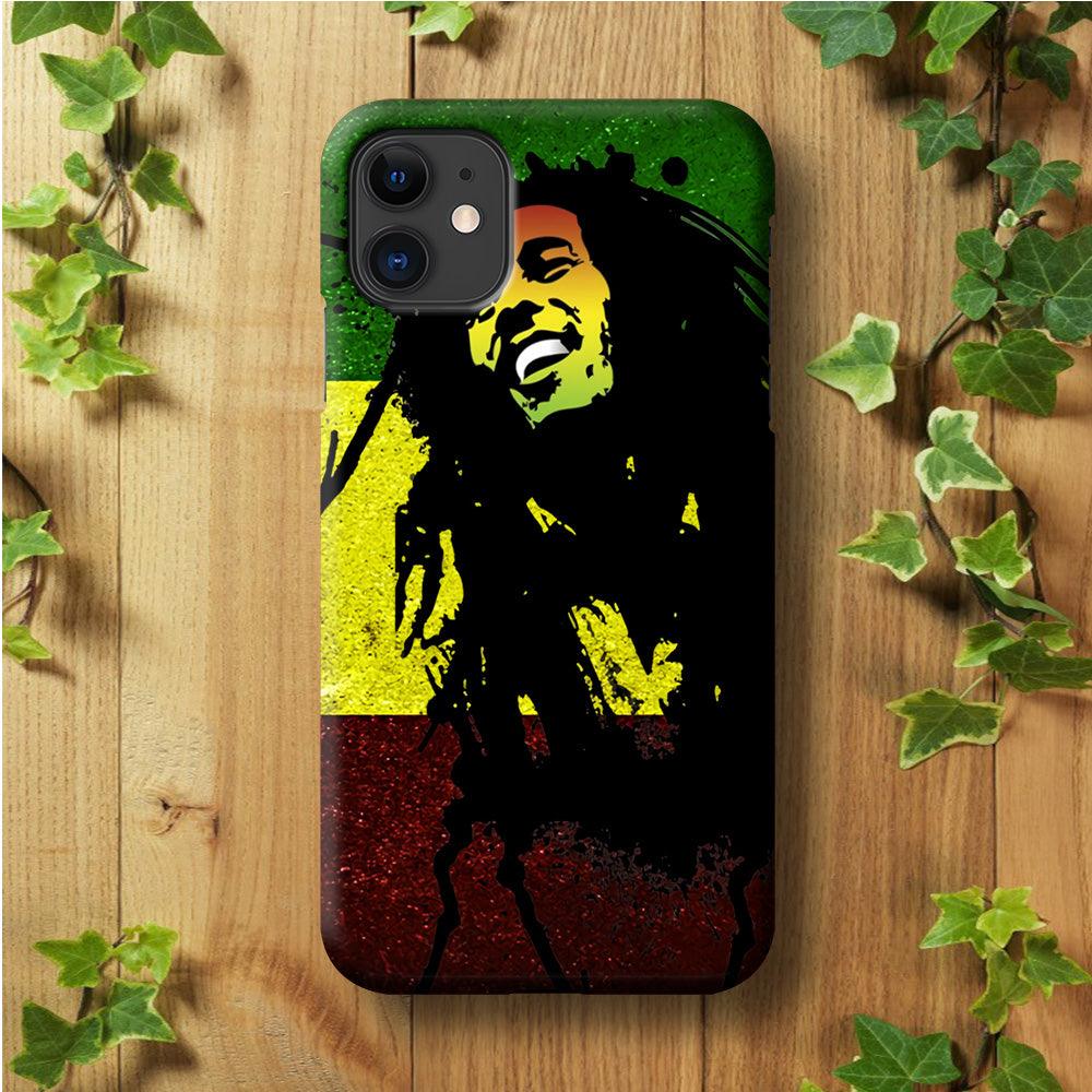 Bob Marley 003 iPhone 11 Case-Rubber / Black (2D Case)-Xtracase