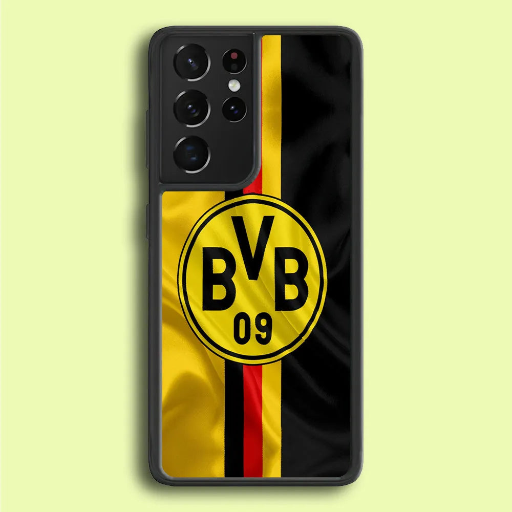 Borussia Dortmund Flag Logo Samsung Galaxy S25 Ultra Case-Rubber / White (2D Case)-Xtracase