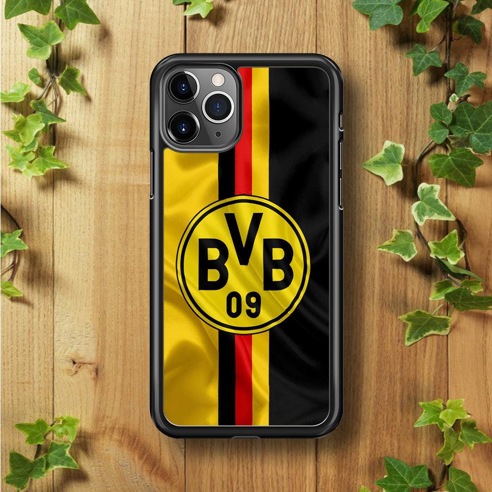 Borussia Dortmund Flag Logo iPhone 11 Pro Max Case-Rubber / Black (2D Case)-Xtracase