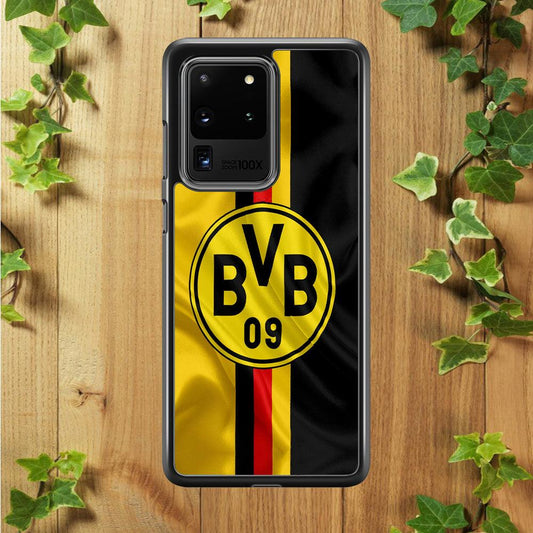 Borussia Dortmund Flag Logo Samsung Galaxy S20 Ultra Case-Rubber / White (2D Case)-Xtracase