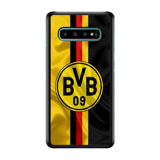 Borussia Dortmund Flag Logo Samsung Galaxy S10 Case-Rubber / White (2D Case)-Xtracase