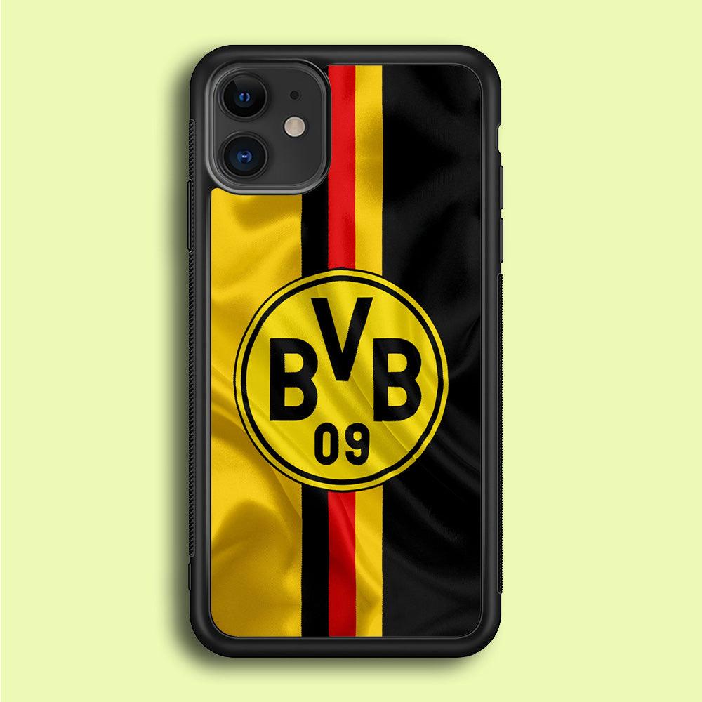 Borussia Dortmund Flag Logo iPhone 12 Case-Rubber / Black (2D Case)-Xtracase