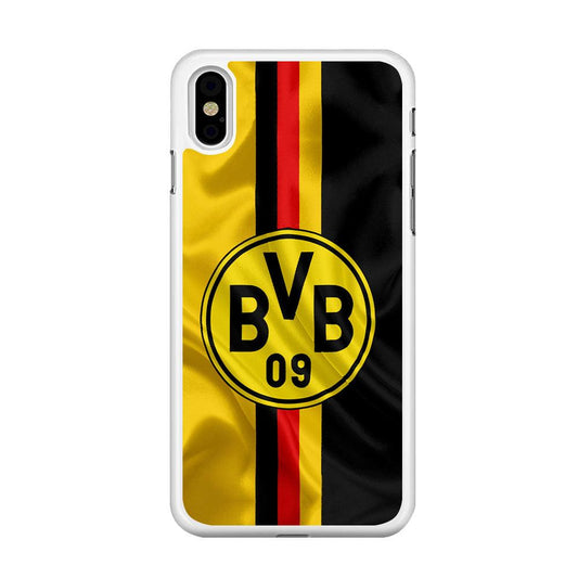 Borussia Dortmund Flag Logo iPhone Xs Case-Rubber / White (2D Case)-Xtracase