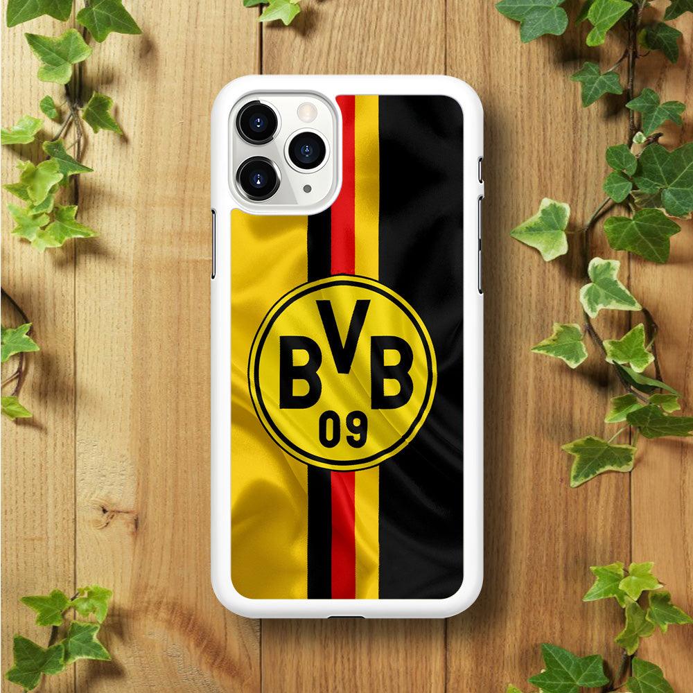 Borussia Dortmund Flag Logo iPhone 11 Pro Max Case-Rubber / White (2D Case)-Xtracase