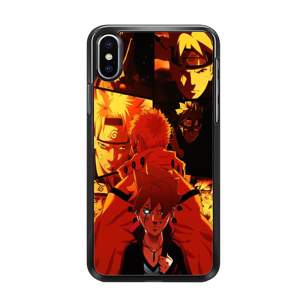 Boruto and Naruto iPhone Xs Max Case-Rubber / Black (2D Case)-Xtracase