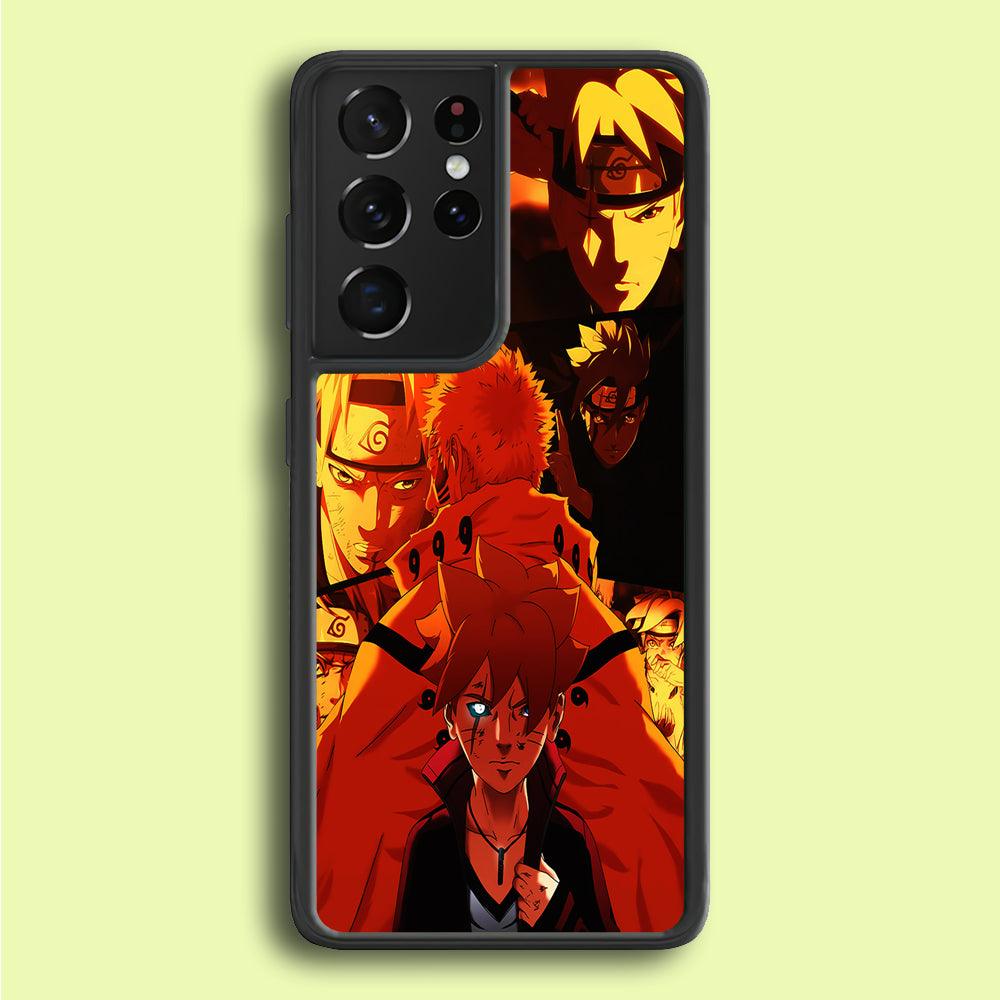Boruto and Naruto Samsung Galaxy S21 Ultra Case-Rubber / Black (2D Case)-Xtracase