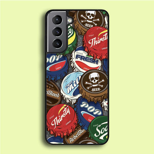 Bottle Cap Doodle Samsung Galaxy S21 Case-Rubber / Black (2D Case)-Xtracase
