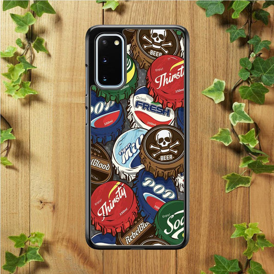 Bottle Cap Doodle Samsung Galaxy S20 Case-Rubber / White (2D Case)-Xtracase