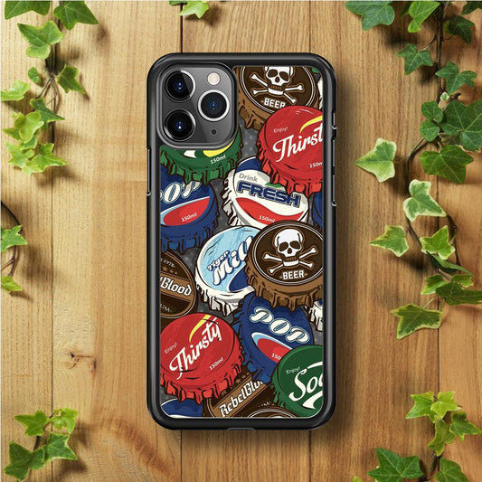 Bottle Cap Doodle iPhone 11 Pro Max Case-Rubber / Black (2D Case)-Xtracase