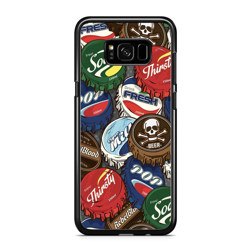 Bottle Cap Doodle Samsung Galaxy S8 Case-Rubber / Black (2D Case)-Xtracase