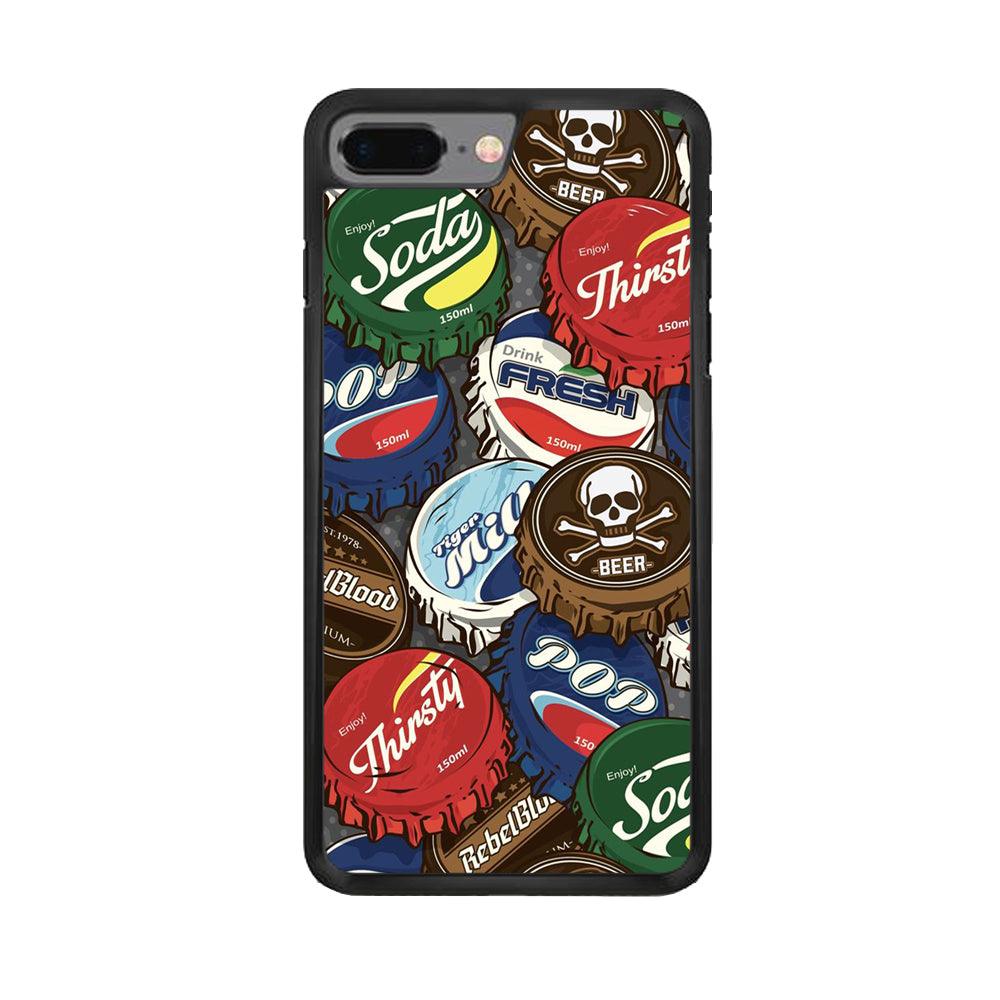 Bottle Cap Doodle iPhone 8 Plus Case-Rubber / Black (2D Case)-Xtracase