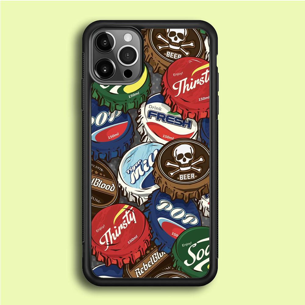 Bottle Cap Doodle iPhone 12 Pro Case-Rubber / Black (2D Case)-Xtracase