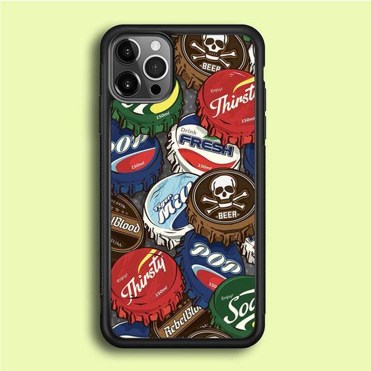 Bottle Cap Doodle iPhone 12 Pro Case-Rubber / Black (2D Case)-Xtracase