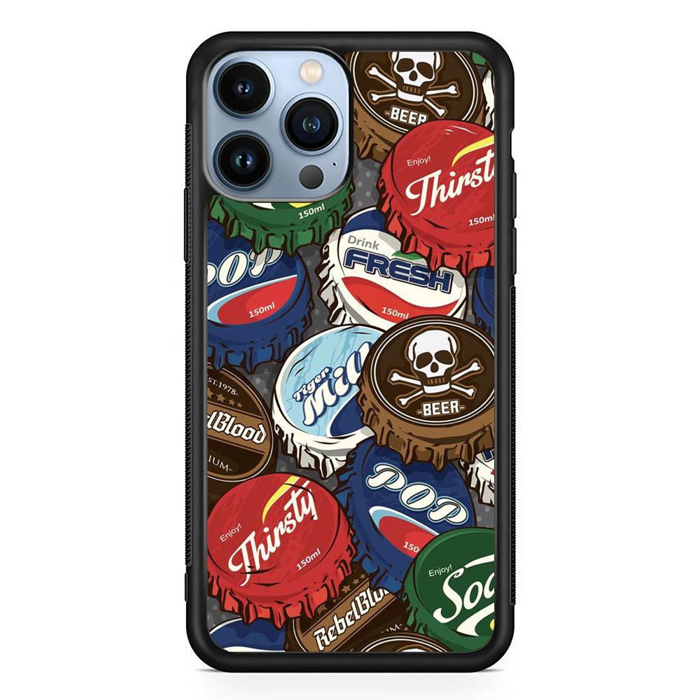 Bottle Cap Doodle iPhone 13 Pro Case-Rubber / Black (2D Case)-Xtracase