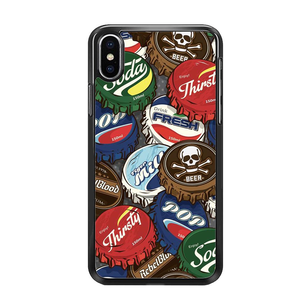 Bottle Cap Doodle iPhone Xs Max Case-Rubber / Black (2D Case)-Xtracase
