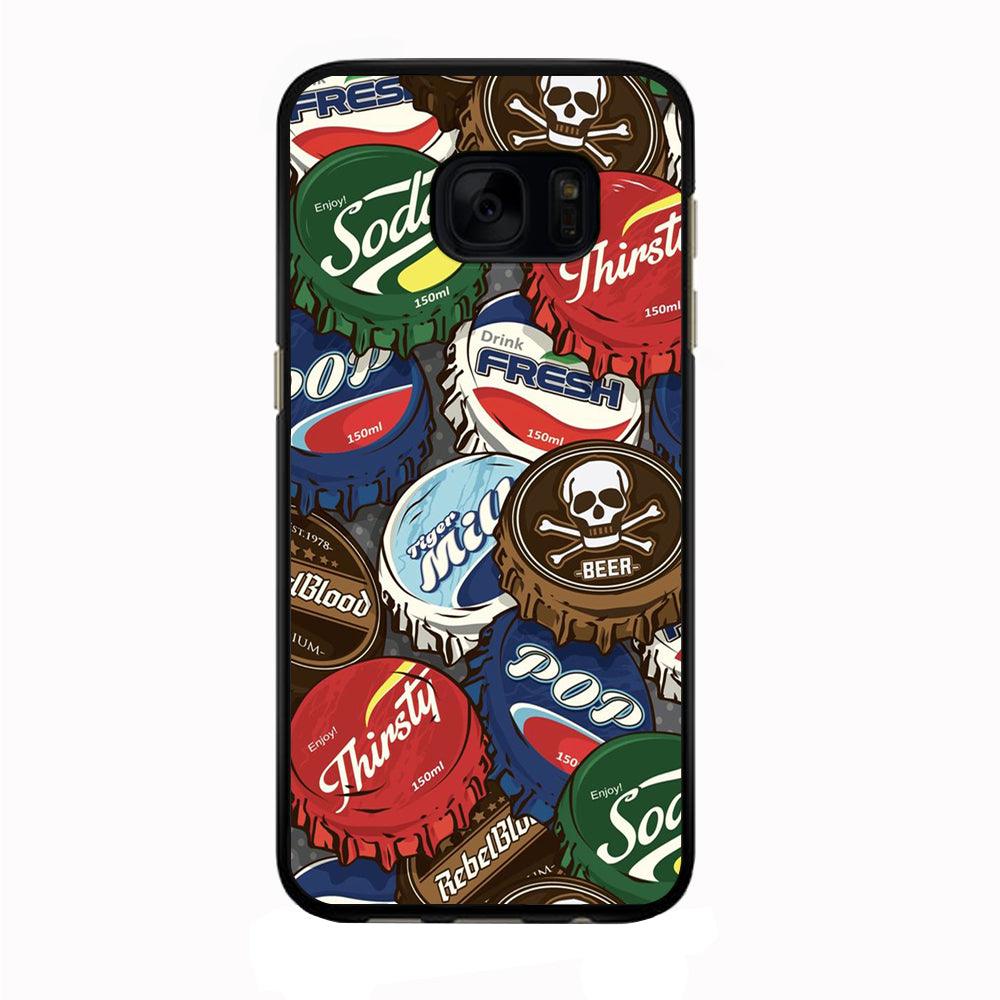 Bottle Cap Doodle Samsung Galaxy S7 Edge Case-Rubber / Black (2D Case)-Xtracase